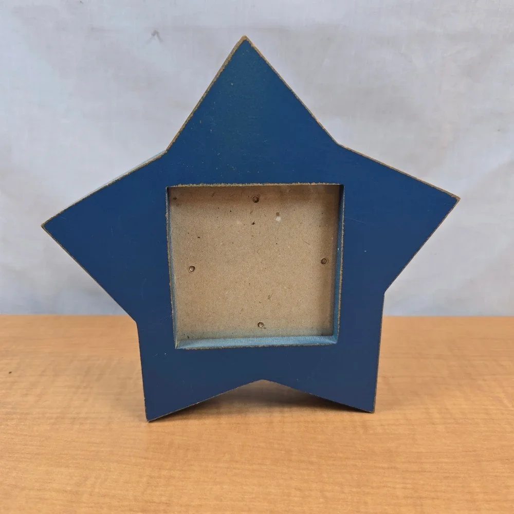 Picture Photo Frame Distressed Blue Star Wooden Dual Sided 3